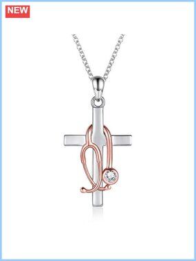 Sterling Silver Stethoscope Cross Necklace Earrings Bracelet Ring Set